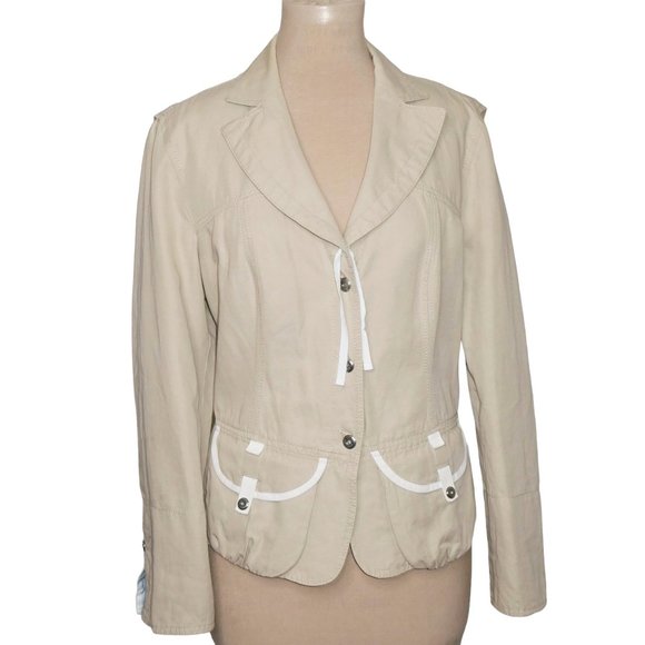 MARCCAIN Beige Linen Blend Blazer/Jacket Size 6 - US 14 - Picture 1 of 11